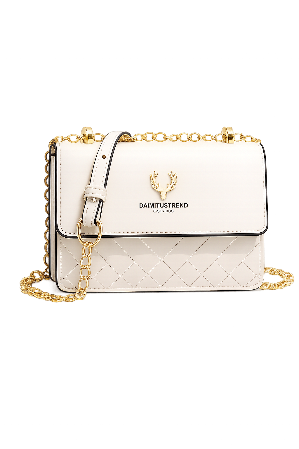 Women's Quilted PU Leather Crossbody Shoulder Bag with Chain Strap and Magnetic Flap Closure