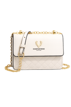 Women's Quilted PU Leather Crossbody Shoulder Bag with Chain Strap and Magnetic Flap Closure