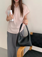 Shoulder Bag for Women – Minimalist Soft PU Leather Hobo Purse with Zipper Closure for Everyday Use