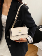 Women's Quilted PU Leather Crossbody Shoulder Bag with Chain Strap and Magnetic Flap Closure