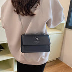 Women's PU Leather Crossbody Bag with Chain Strap and Flap Closure for Everyday Elegance