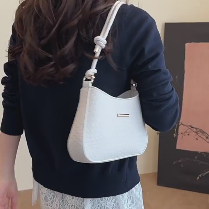 Shoulder Bag for Women – Woven Texture PU Leather Shoulder Purse with Zipper Closure