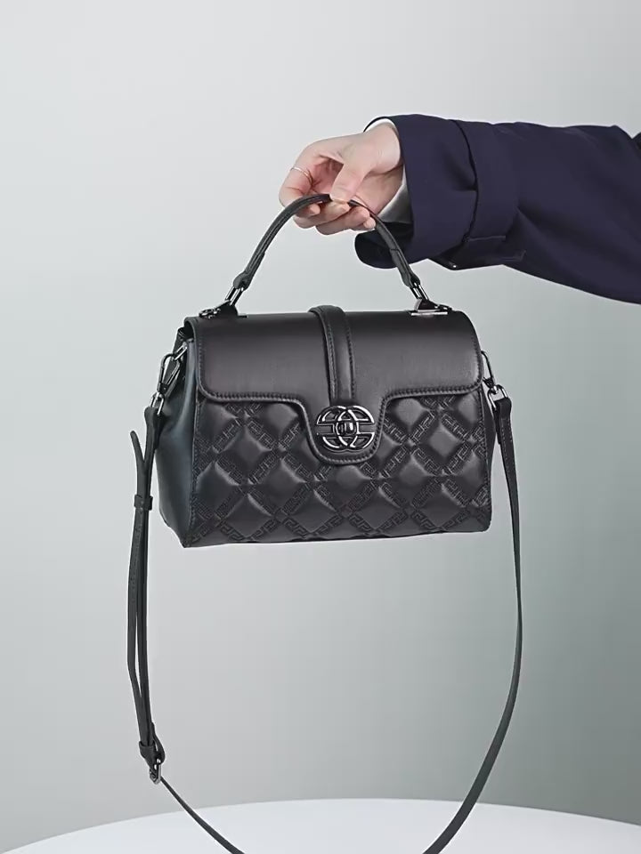 Shoulder Bag for Women – Genuine Leather Quilted Crossbody Satchel