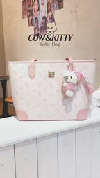 Large Tote Bag for Women – Cute Kitty Print Everyday Shopper