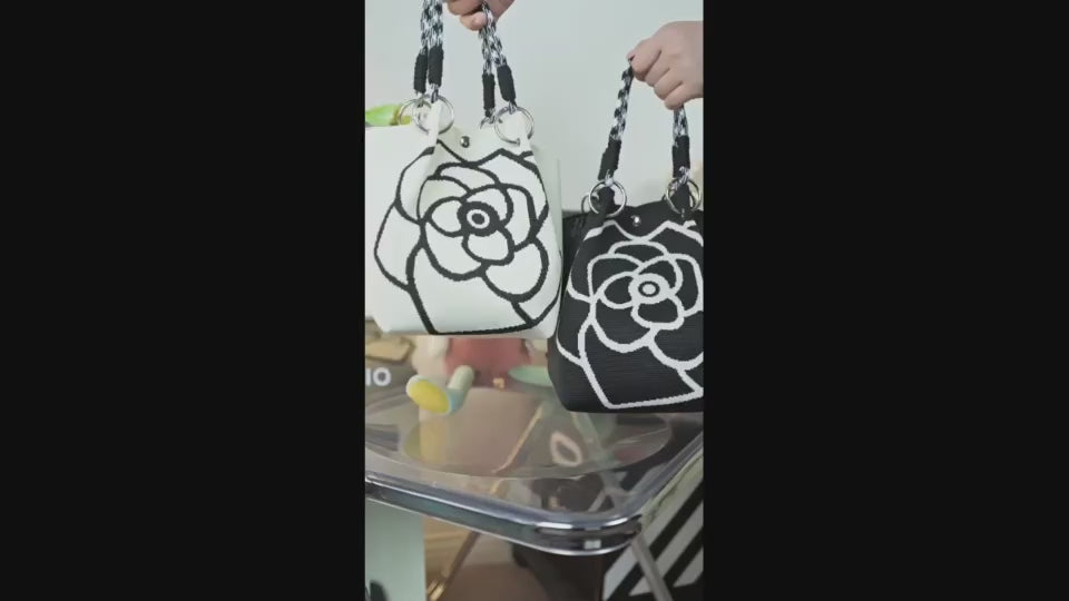 Shoulder Bag for Women – Floral Knit Everyday Handbag