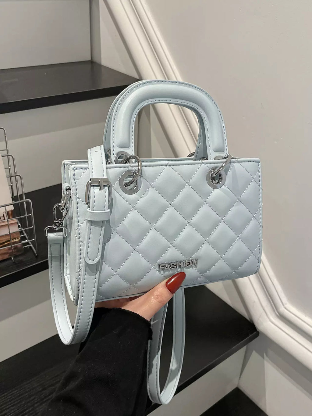 Crossbody Bag for Women – Quilted Mini Top Handle Purse with Adjustable Shoulder Strap