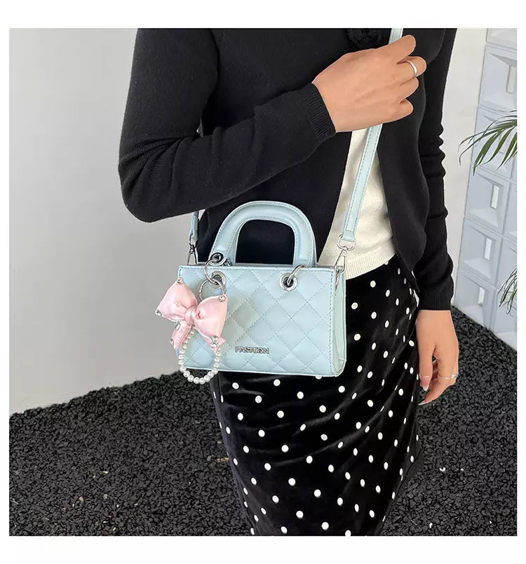 Crossbody Bag for Women – Quilted Mini Top Handle Purse with Adjustable Shoulder Strap