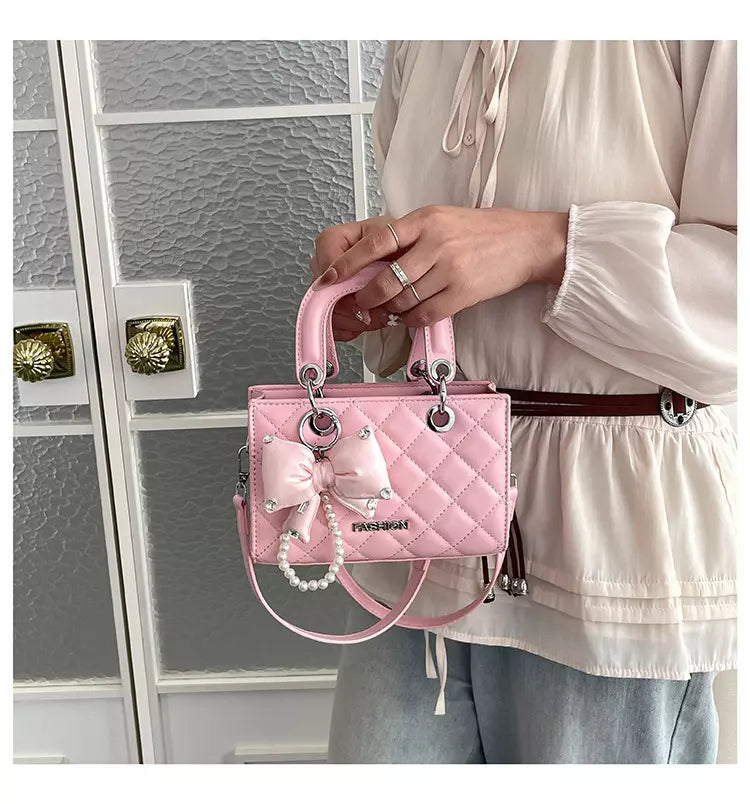 Crossbody Bag for Women – Quilted Mini Top Handle Purse with Adjustable Shoulder Strap