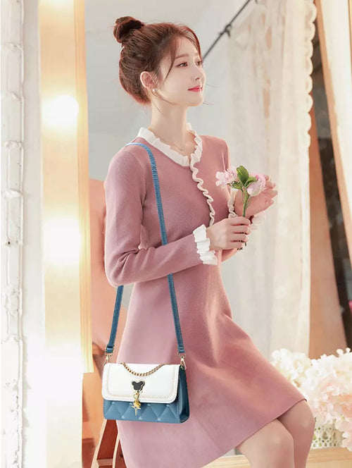 Crossbody Bag for Women – Color Block Flap Shoulder Purse with Adjustable Strap