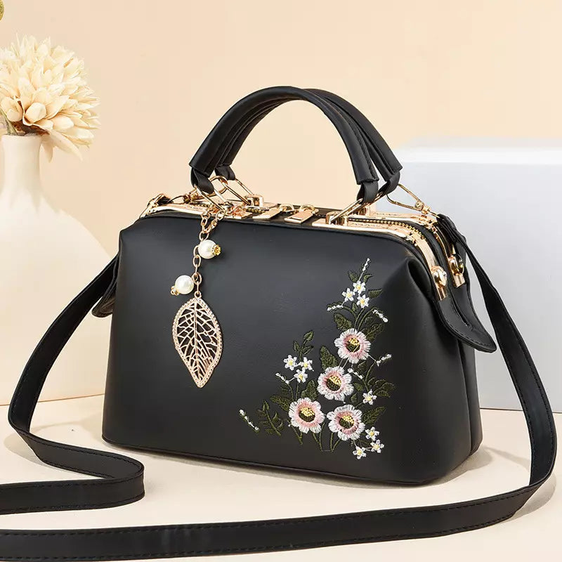 Crossbody Bag for Women – Floral Embroidered Top Handle Shoulder Purse for Everyday Elegance