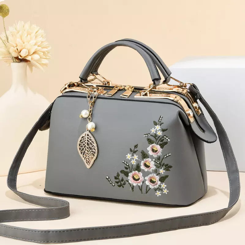 Crossbody Bag for Women – Floral Embroidered Top Handle Shoulder Purse for Everyday Elegance