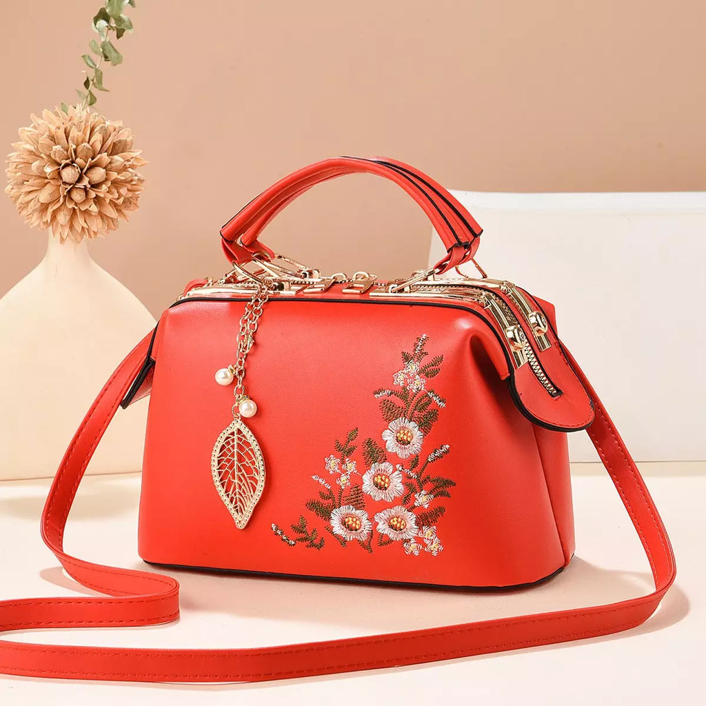 Crossbody Bag for Women – Floral Embroidered Top Handle Shoulder Purse for Everyday Elegance