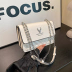 Women's Quilted PU Leather Crossbody Shoulder Bag with Chain Strap and Flap Closure