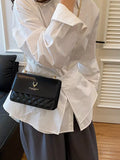 Women's Quilted PU Leather Crossbody Shoulder Bag with Gold Chain Strap and Magnetic Flap