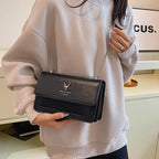Women's PU Leather Crossbody Bag with Chain Strap and Flap Closure for Everyday Elegance