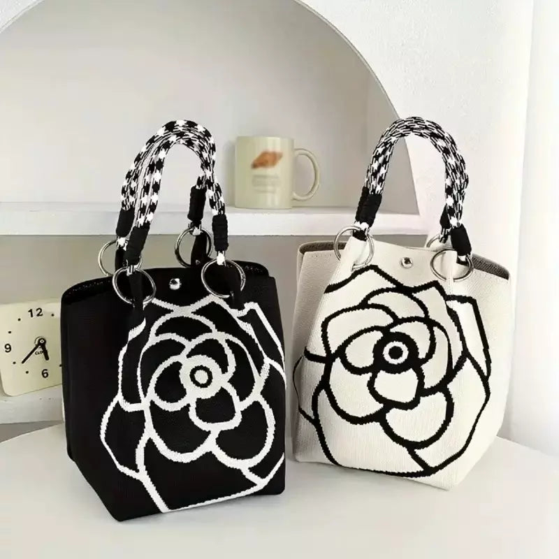 Shoulder Bag for Women – Floral Knit Everyday Handbag