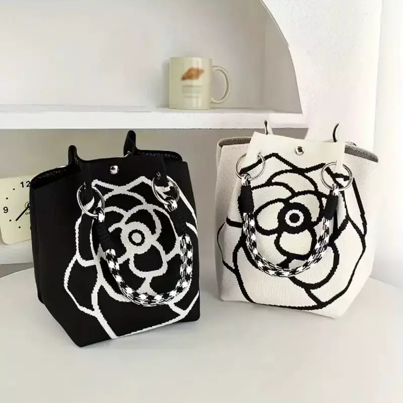 Shoulder Bag for Women – Floral Knit Everyday Handbag