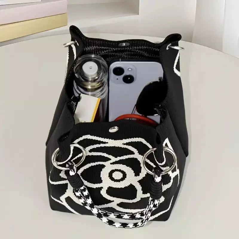 Shoulder Bag for Women – Floral Knit Everyday Handbag