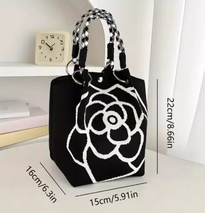 Shoulder Bag for Women – Floral Knit Everyday Handbag