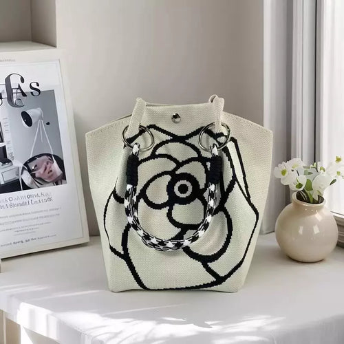 Shoulder Bag for Women – Floral Knit Everyday Handbag