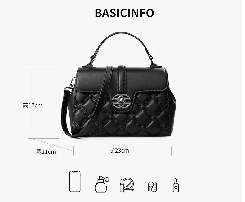 Shoulder Bag for Women – Genuine Leather Quilted Crossbody Satchel