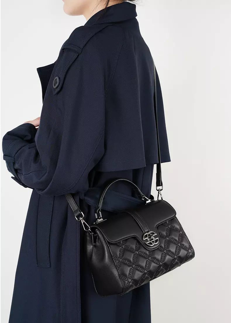 Shoulder Bag for Women – Genuine Leather Quilted Crossbody Satchel