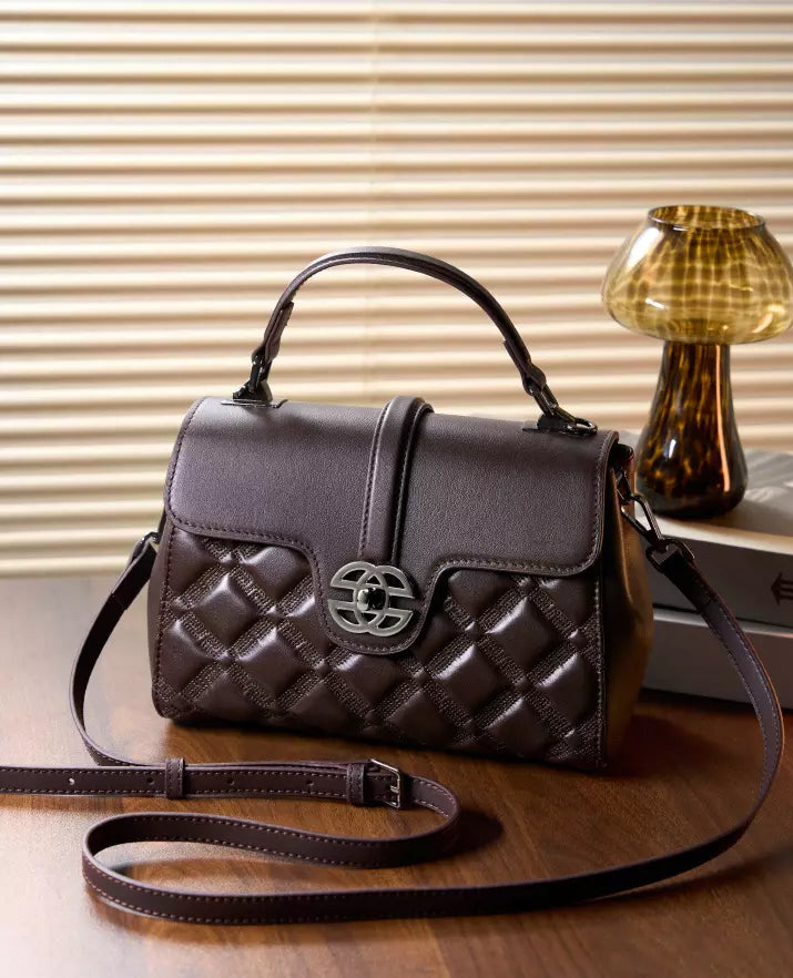 Shoulder Bag for Women – Genuine Leather Quilted Crossbody Satchel