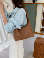 Shoulder Bag for Women – Minimalist Soft PU Leather Hobo Purse with Zipper Closure for Everyday Use