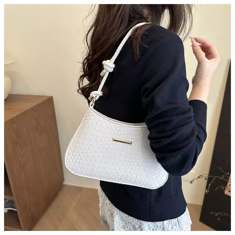 Shoulder Bag for Women – Woven Texture PU Leather Shoulder Purse with Zipper Closure