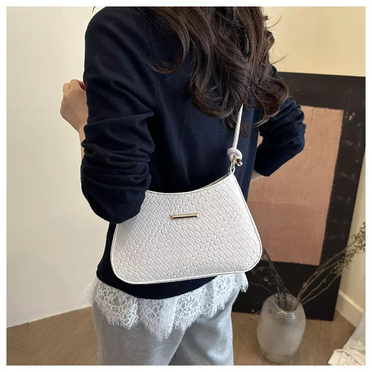 Shoulder Bag for Women – Woven Texture PU Leather Shoulder Purse with Zipper Closure
