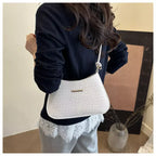 Shoulder Bag for Women – Woven Texture PU Leather Shoulder Purse with Zipper Closure