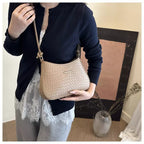 Shoulder Bag for Women – Woven Texture PU Leather Shoulder Purse with Zipper Closure