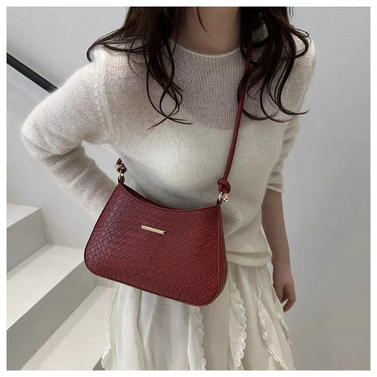 Shoulder Bag for Women – Woven Texture PU Leather Shoulder Purse with Zipper Closure