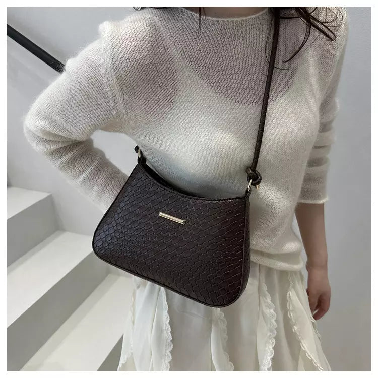 Shoulder Bag for Women – Woven Texture PU Leather Shoulder Purse with Zipper Closure