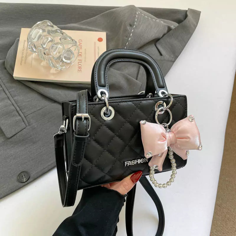 Crossbody Bag for Women – Quilted Mini Top Handle Purse with Adjustable Shoulder Strap