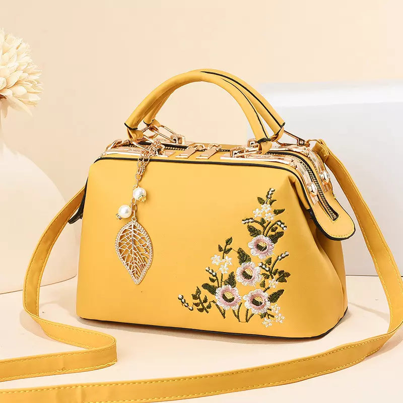 Crossbody Bag for Women – Floral Embroidered Top Handle Shoulder Purse for Everyday Elegance
