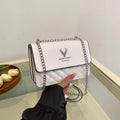 Women's Quilted PU Leather Crossbody Shoulder Bag with Chain Strap and Flap Closure
