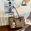 Large Tote Bag for Women – Textured PU Leather Shoulder Bag with Zipper for Work & Everyday Use