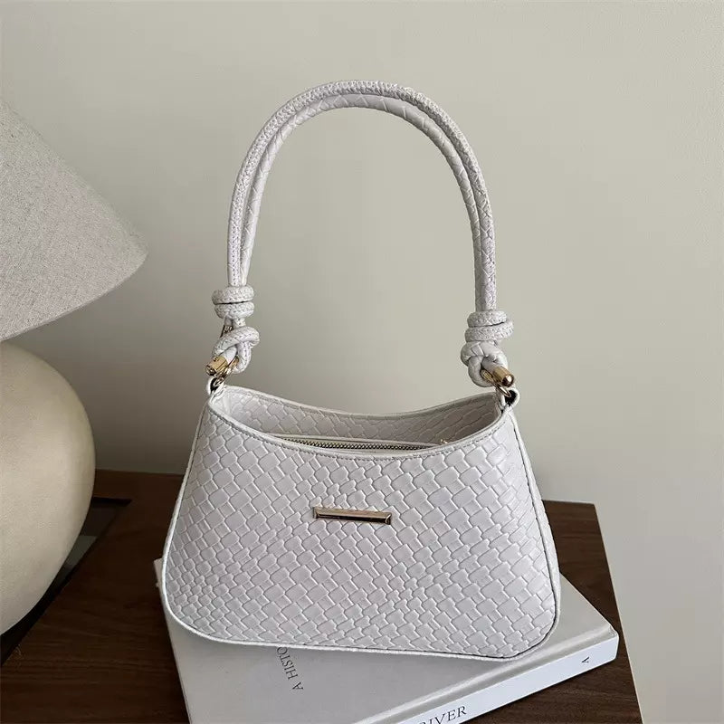 Shoulder Bag for Women – Woven Texture PU Leather Shoulder Purse with Zipper Closure