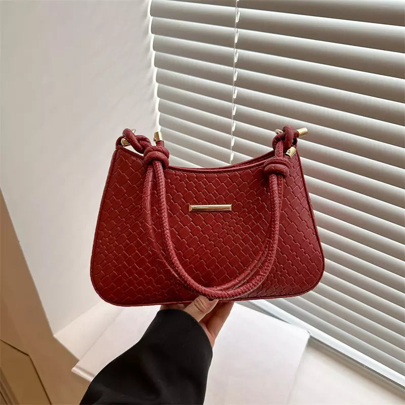 Shoulder Bag for Women – Woven Texture PU Leather Shoulder Purse with Zipper Closure